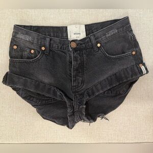 One Teaspoon Charcoal Denim Shorts with Copper Accents